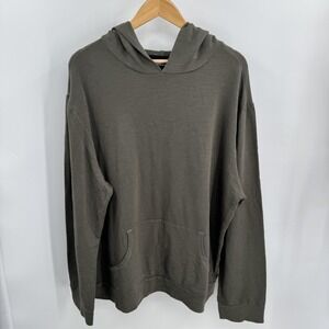 Monrow Mens Hoodie XXL Olive Green Rayon Blend Lightweight Soft Minimalist